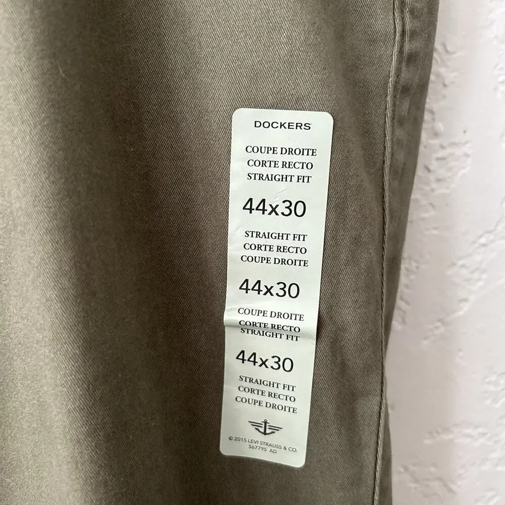 Dockers Pants 44x30 Washed Khaki Broken In Straight Fit Green Classic Prep